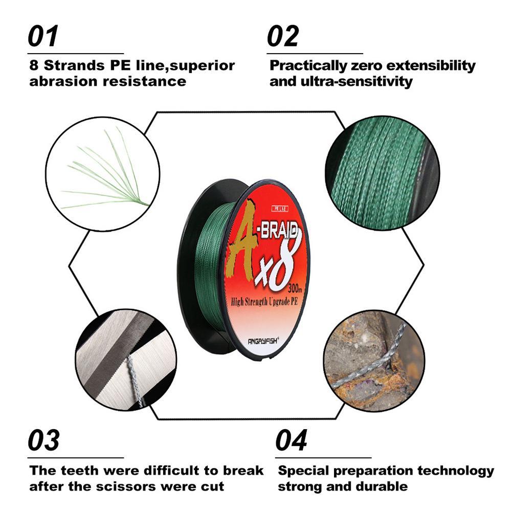 Изображение товара: Леска плетеная из ПЭ, 8 нитей, 300 м, 18-80lb