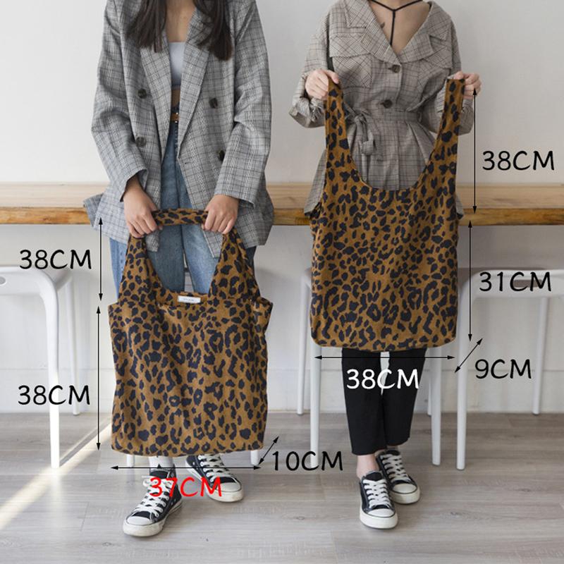 Изображение товара: Вельветовая сумка с рисунком леопард, Женская Повседневная Сумка-тоут, Большая вместительная сумка, женская сумка-тоут
