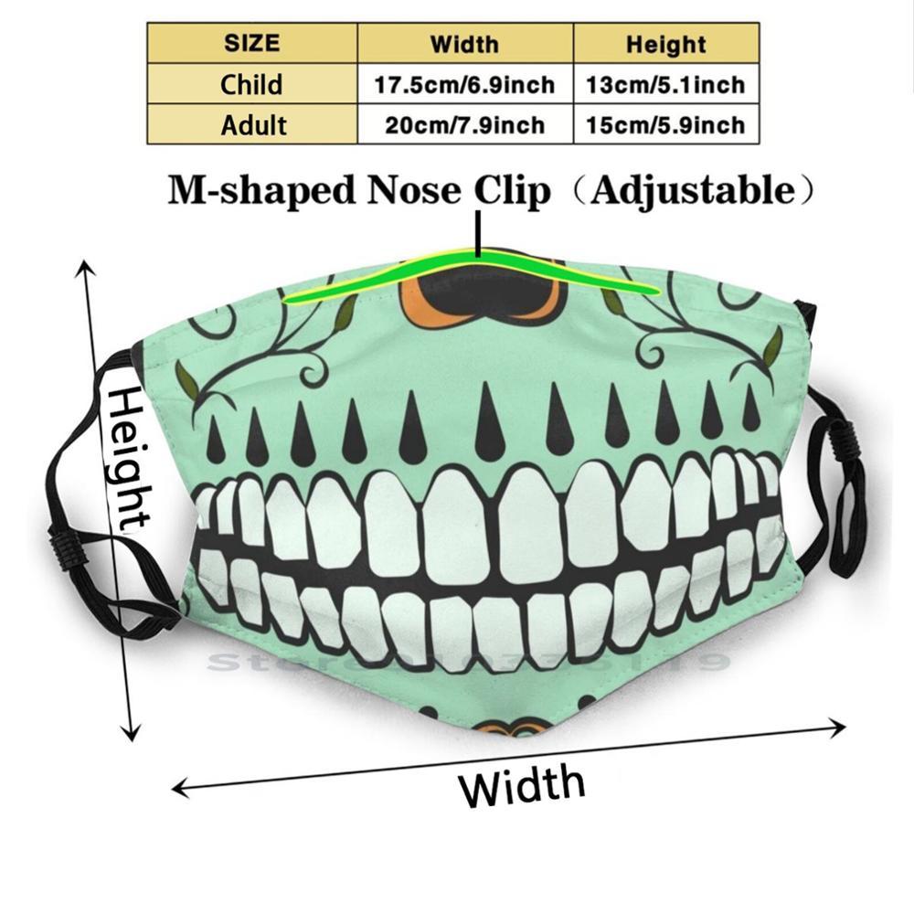 Изображение товара: Сахарный череп дизайн для рта пылевой фильтр смываемая маска для лица детский сахарный череп день мертвых Мексиканская Мексика испанская