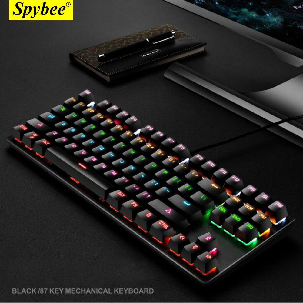 Изображение товара: Gaming Mechanical Keyboard Blue Switch USB Wired RGB Mix Backlit Wired Keyboard 87 keys Anti-ghosting For Game Laptop PC