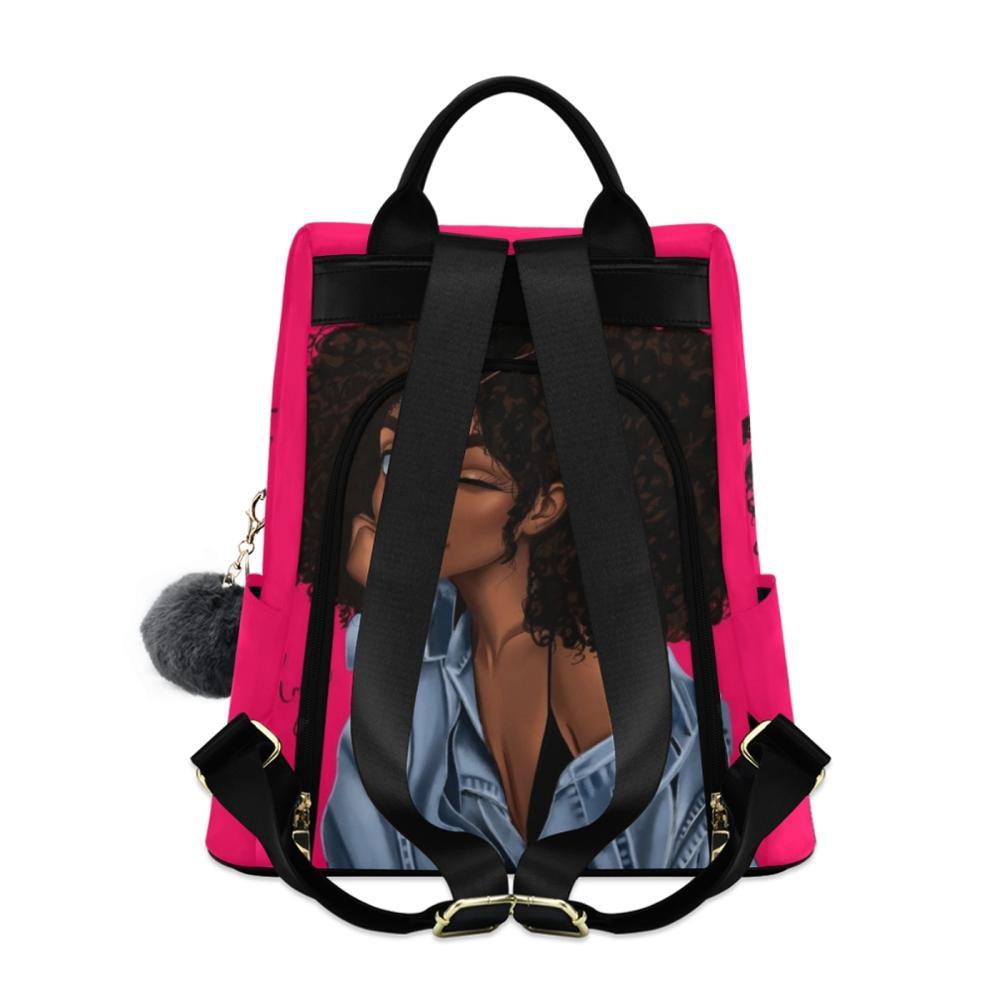 Изображение товара: Рюкзак для девушек в стиле афро, черный женский рюкзак, новинка 2020, модный трендовый рюкзак, вместительная школьная сумка, сумка из полиэстера для студентов колледжа