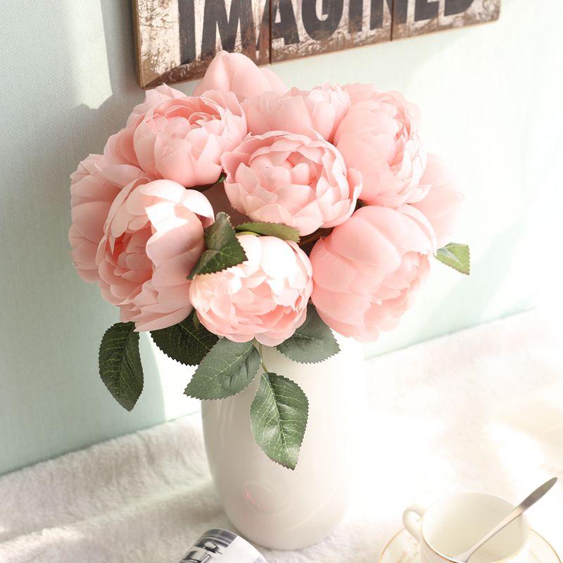 Изображение товара: Искусственные цветы, 6 головок, Букет пионов, Круглые, искусственные цветы, розы, свадебные принадлежности, держатель для бокета, украшение для дома