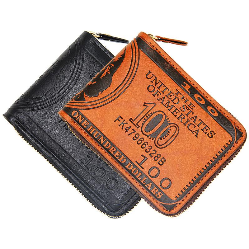 Изображение товара: Мужской бумажник в стиле ретро большой вместимости Модный повседневный короткий кошелек на молнии