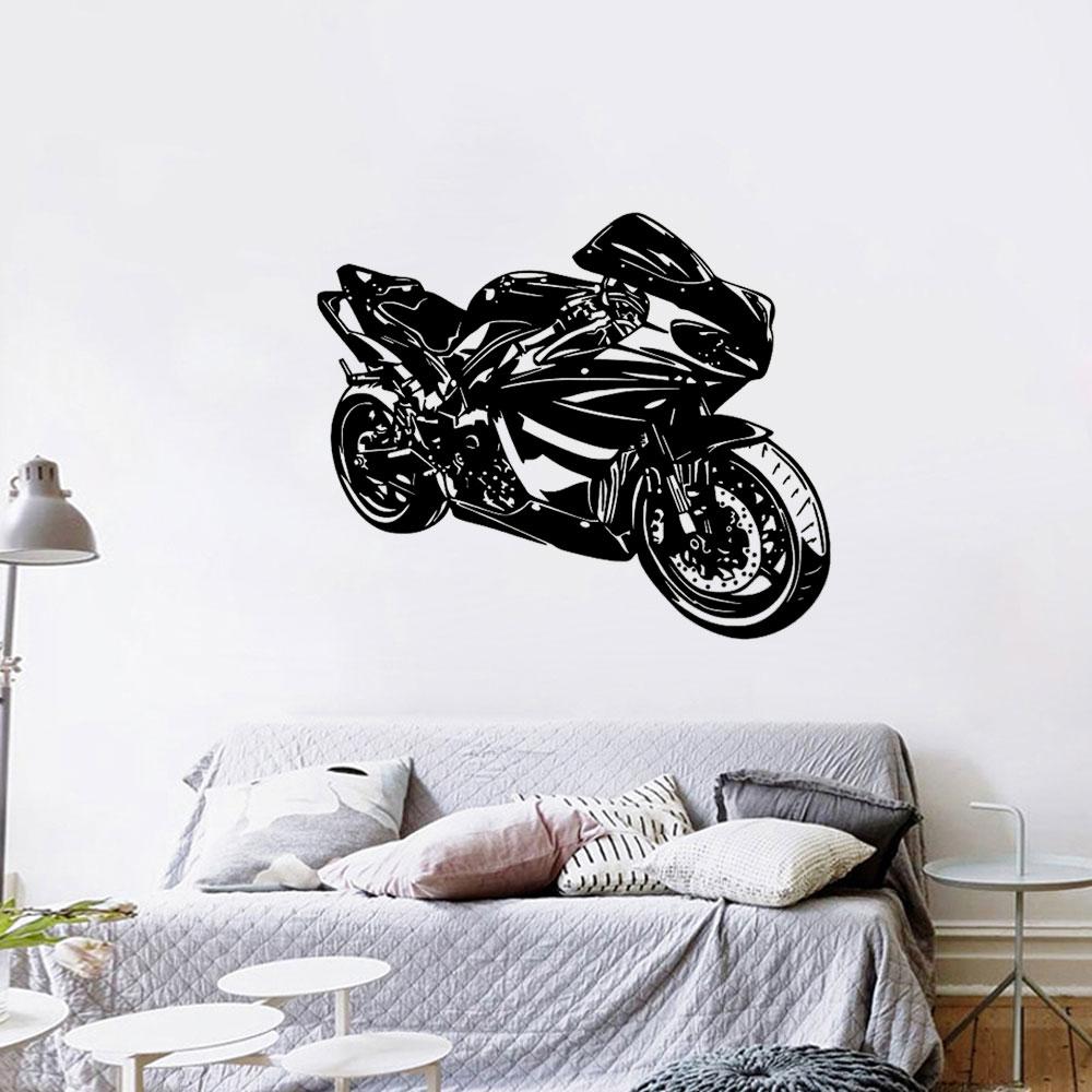 Изображение товара: Виниловые наклейки на стену с изображением мотоцикла для мальчиков, спальни, гостиной, украшения для мотоциклистов CX567