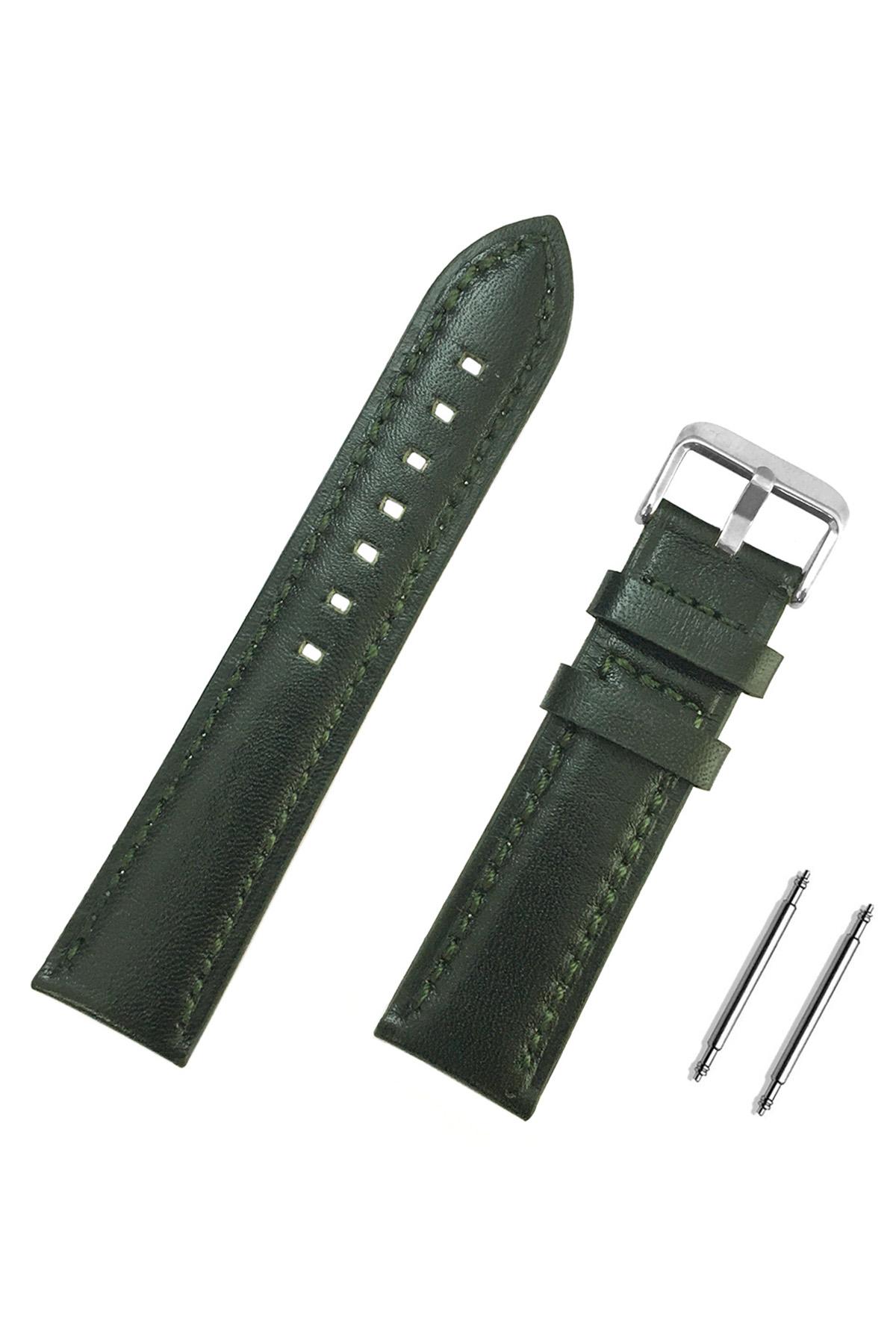 Изображение товара: Ремешок для часов из натуральной кожи зеленого цвета 12 мм