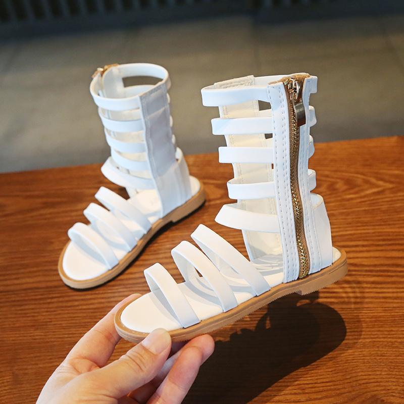 Изображение товара: Сандалии-гладиаторы для девочек, летние открытые римские сандалии с открытым носком и высоким верхом, 2022