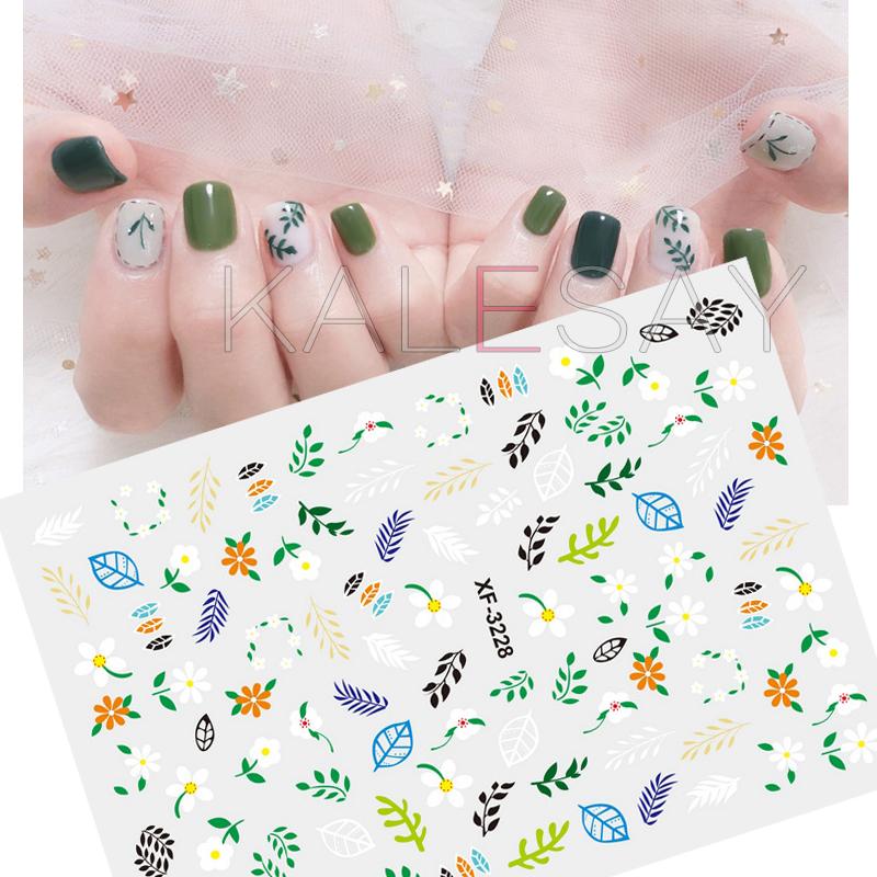 Изображение товара: Летние 3D наклейки для дизайна ногтей, украшение, наклейка для ногтей с зелеными листьями, переводные наклейки, дизайн маникюра, наклейки «сделай сам»