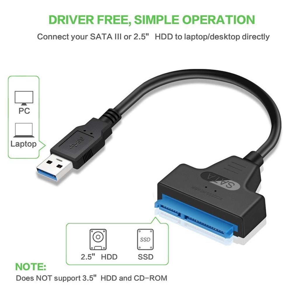 Изображение товара: Кабель USB 3,0 SATA 3, адаптер Sata к USB 3,0, Поддержка внешнего жесткого диска 2,5 дюйма, SSD, жесткого диска 22Pin, кабель Sata III Type C USB 2,0