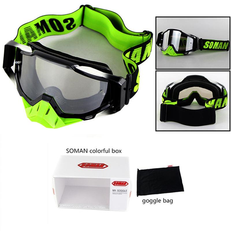 Изображение товара: Очки для мотокросса SOMAN, устойчивые к ультрафиолетовому излучению, пылезащитные, для мотокросса, для бездорожья, мотоцикла