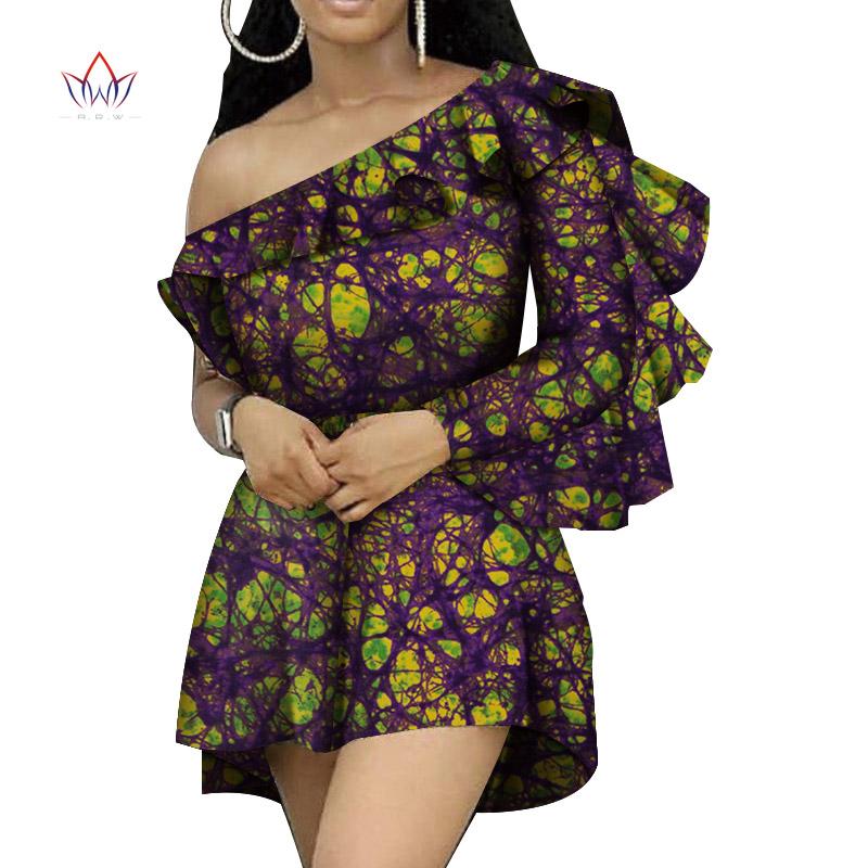 Изображение товара: 2021 африканские короткие платья для женщин, осенняя одежда для вечеринки Дашики с Африканским принтом, женская одежда, платье 5xl WY4889