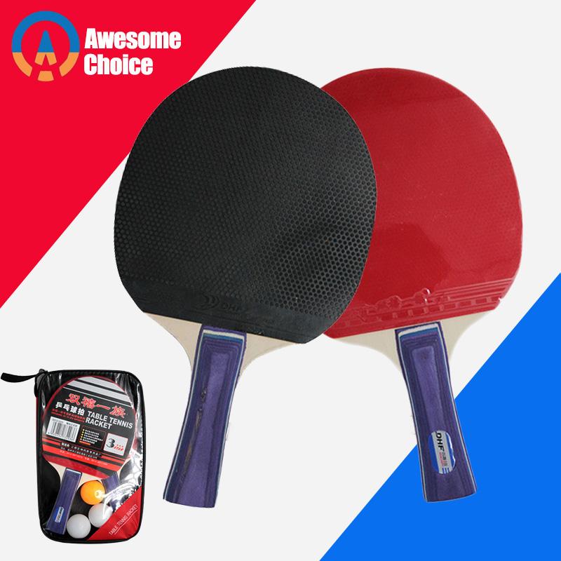 Изображение товара: Ракетка для настольного тенниса 2 шт./лот, ракетка для ракетки с двойным лицом, ракетка для пинг-понга с короткой ручкой и сумкой, 3 мяча