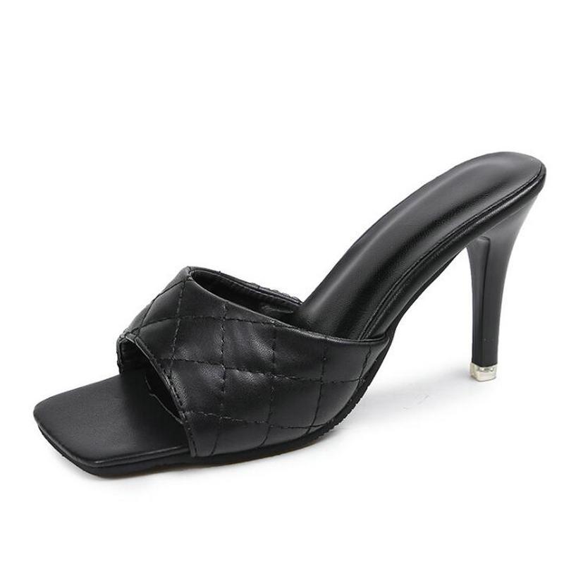 Изображение товара: Мюли женские на высоком каблуке 9 см, сандалии с квадратной подошвой, сланцы, дизайнерская летняя обувь, Размеры 35-43