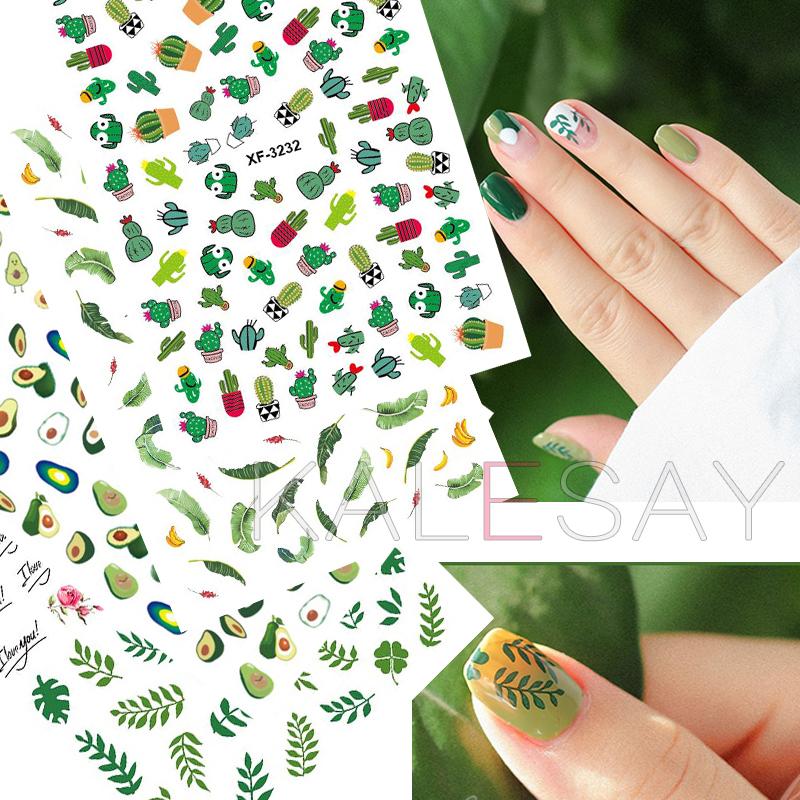 Изображение товара: Летние наклейки для ногтей «сделай сам», наклейки с охлаждающими листьями для ногтей, наклейки, дизайн для маникюра, украшение для ногтей