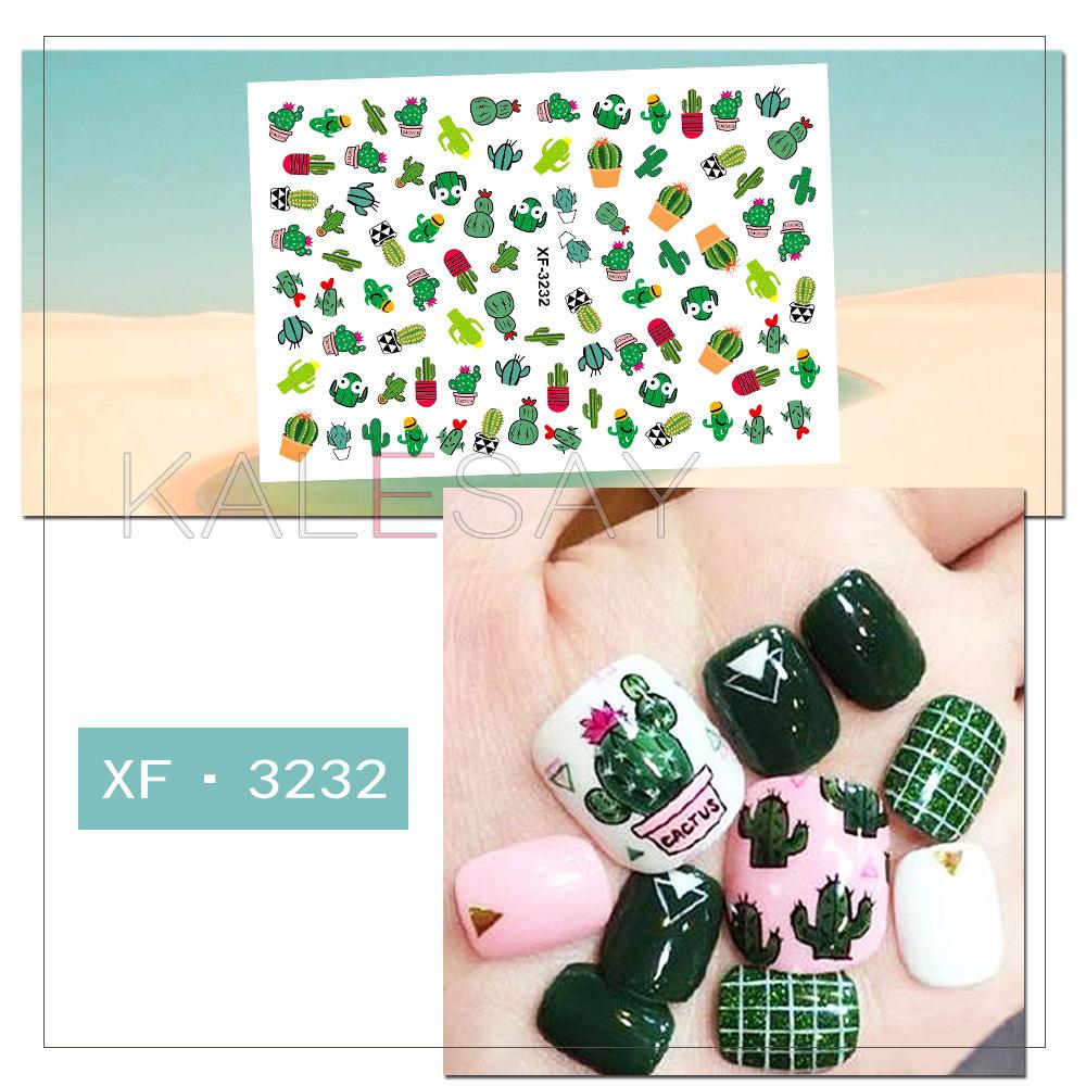 Изображение товара: Летние 3D наклейки для дизайна ногтей, украшение, наклейка для ногтей с зелеными листьями, переводные наклейки, дизайн маникюра, наклейки «сделай сам»