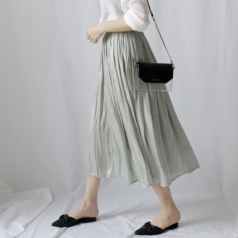 Изображение товара: Женская длинная юбка с завышенной талией, юбка-зонтик с драпировкой, Длинная Юбка До Колена, лето 2020