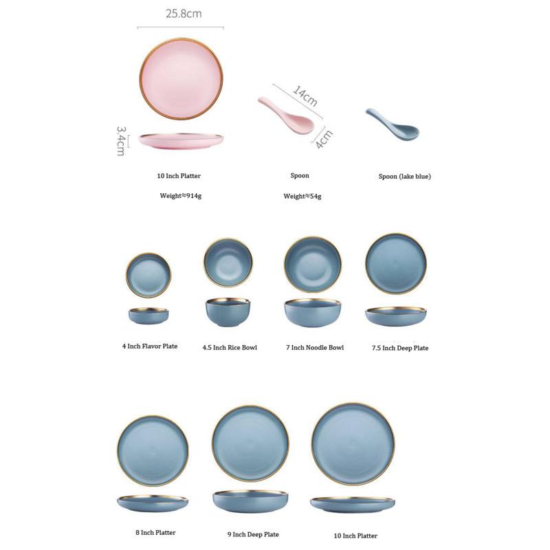 Изображение товара: Керамические обеденные тарелки в скандинавском стиле, розовая посуда из Пномпеня, столовая посуда в виде ложки, стейка, блюдо для салата, сервировочная посуда