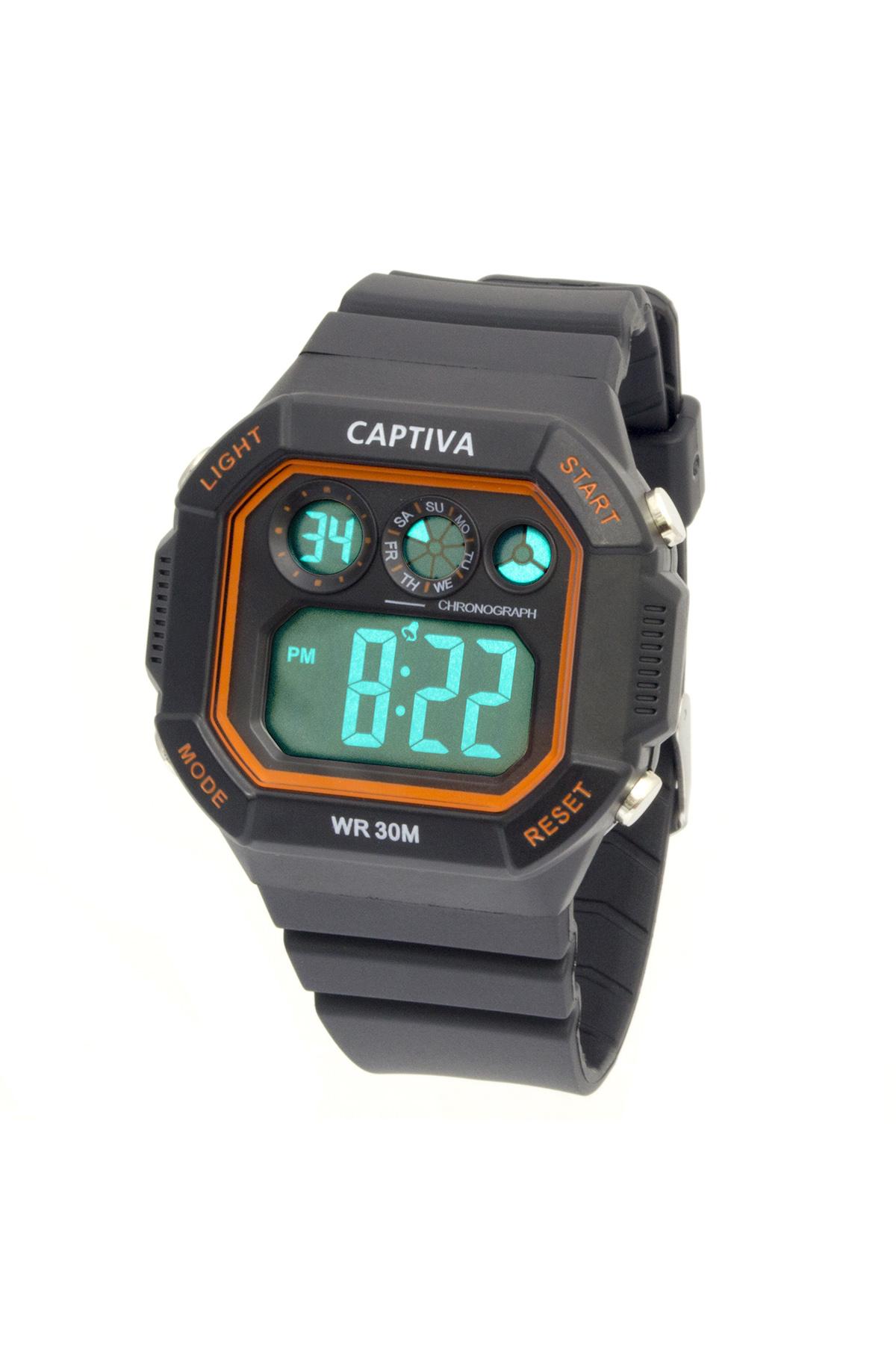 Изображение товара: Цифровые оранжевые спортивные детские наручные часы Будильник Секундомер светящийся квадратный дизайн