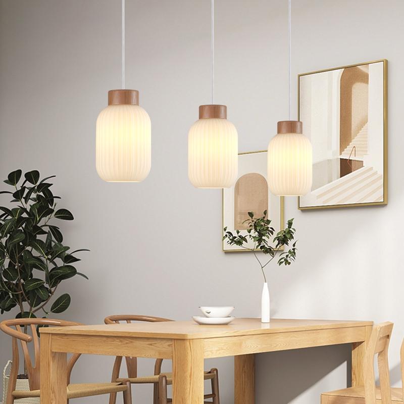 Изображение товара: Скандинавский деревянный стеклянный подвесной светильник, современный промышленный потолочный светильник для гостиной, кухни, светильник для домашнего декора