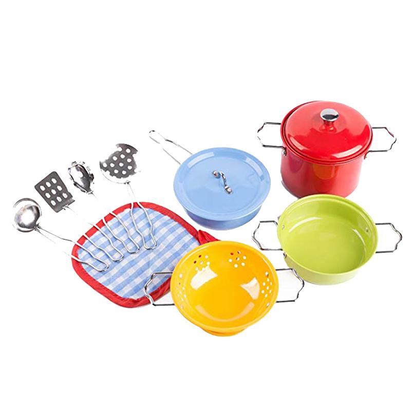 Изображение товара: Набор разноцветных кухонных игрушек, 11 шт., кухонные принадлежности, кастрюли, кастрюли, блюда для еды, миниатюрные искусственные игрушки для ролевых игр
