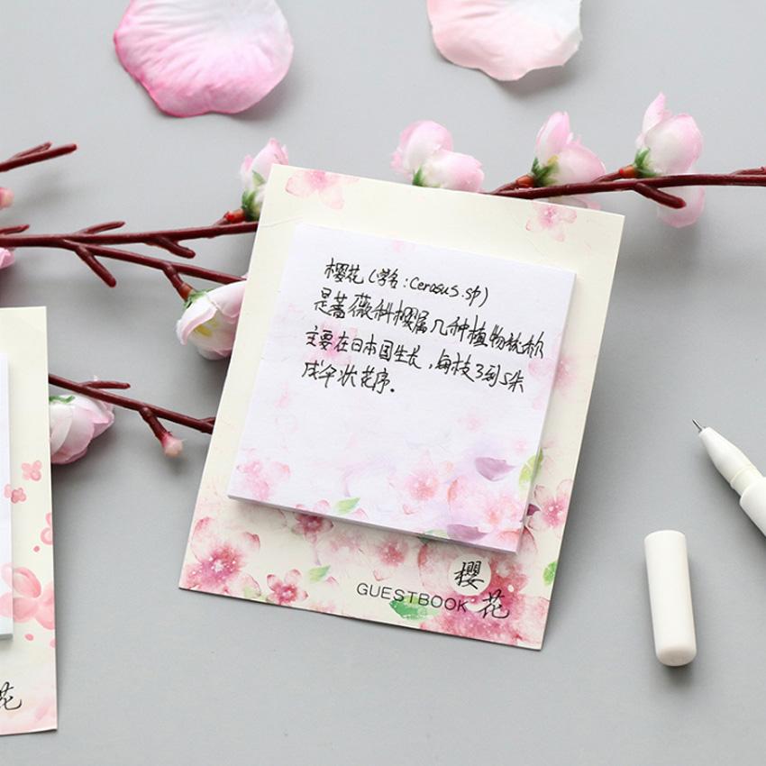 Изображение товара: 2 упаковки романтических вишневых цветов, стикеры для заметок, бумажные японские маленькие свежие канцелярские принадлежности, школьные и офисные принадлежности