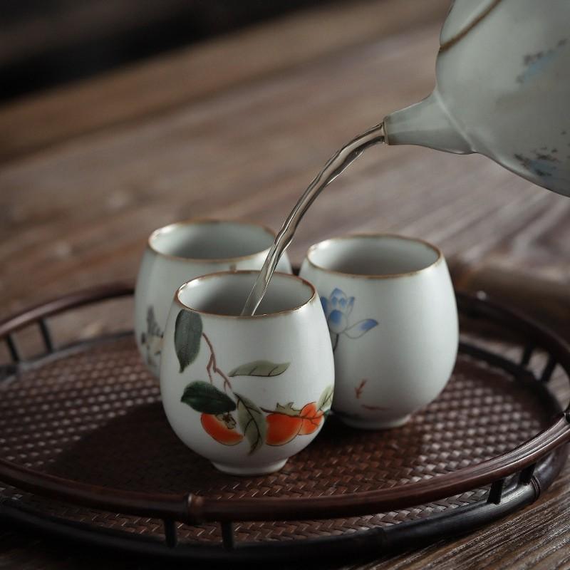 Изображение товара: 1 шт./3 шт. китайская керамическая кофейная чашка, фарфоровые личные одиночные чайные чашки, керамическая посуда для напитков, кружка для вина, оптовая продажа, посуда для воды и напитков