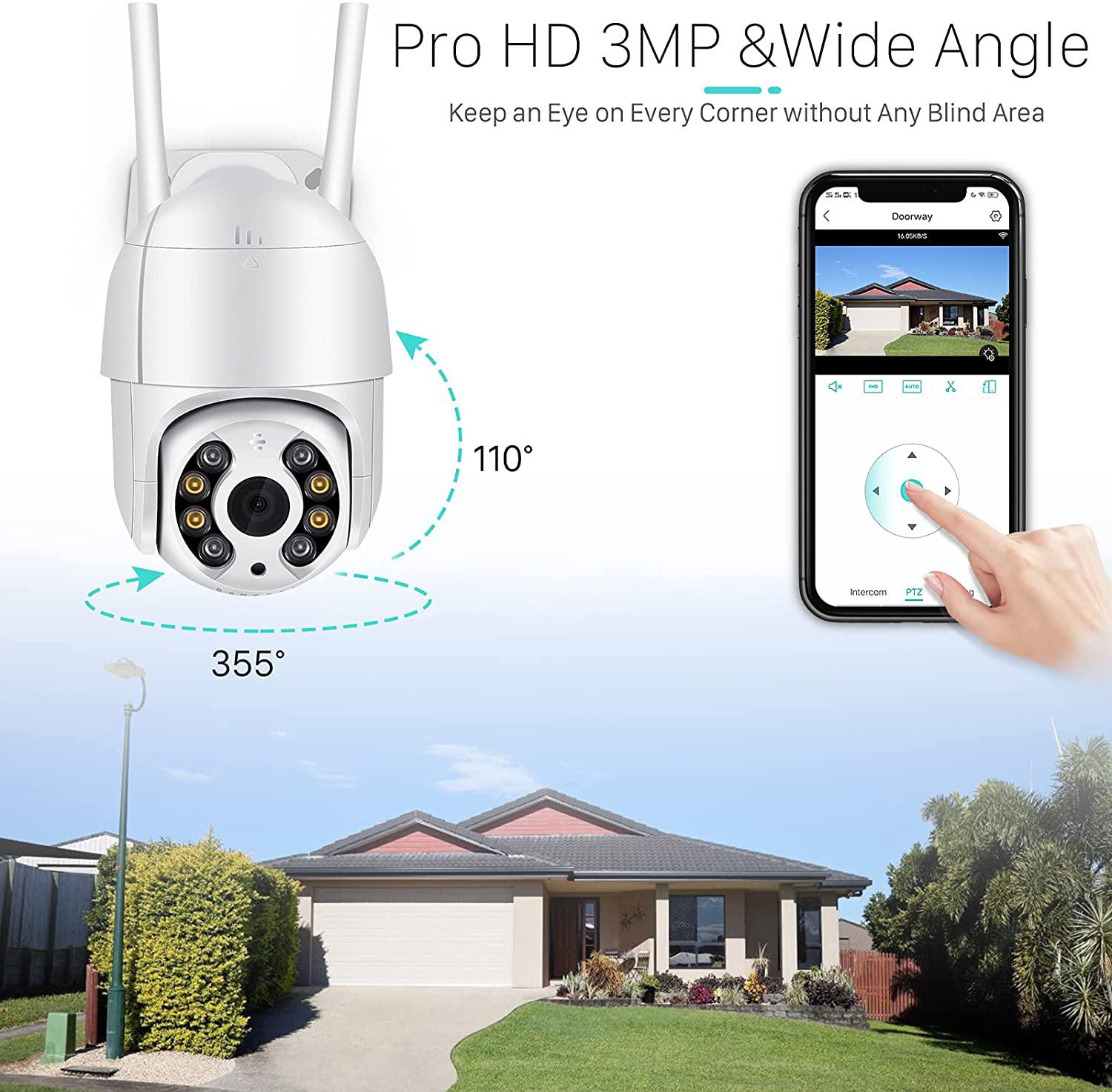 Изображение товара: 5-мегапиксельная Wi-Fi IP-камера 1080P скоростная купольная PTZ-камера P2P камера видеонаблюдения для умного дома Водонепроницаемая наружная камера видеонаблюдения с монитором iCsee
