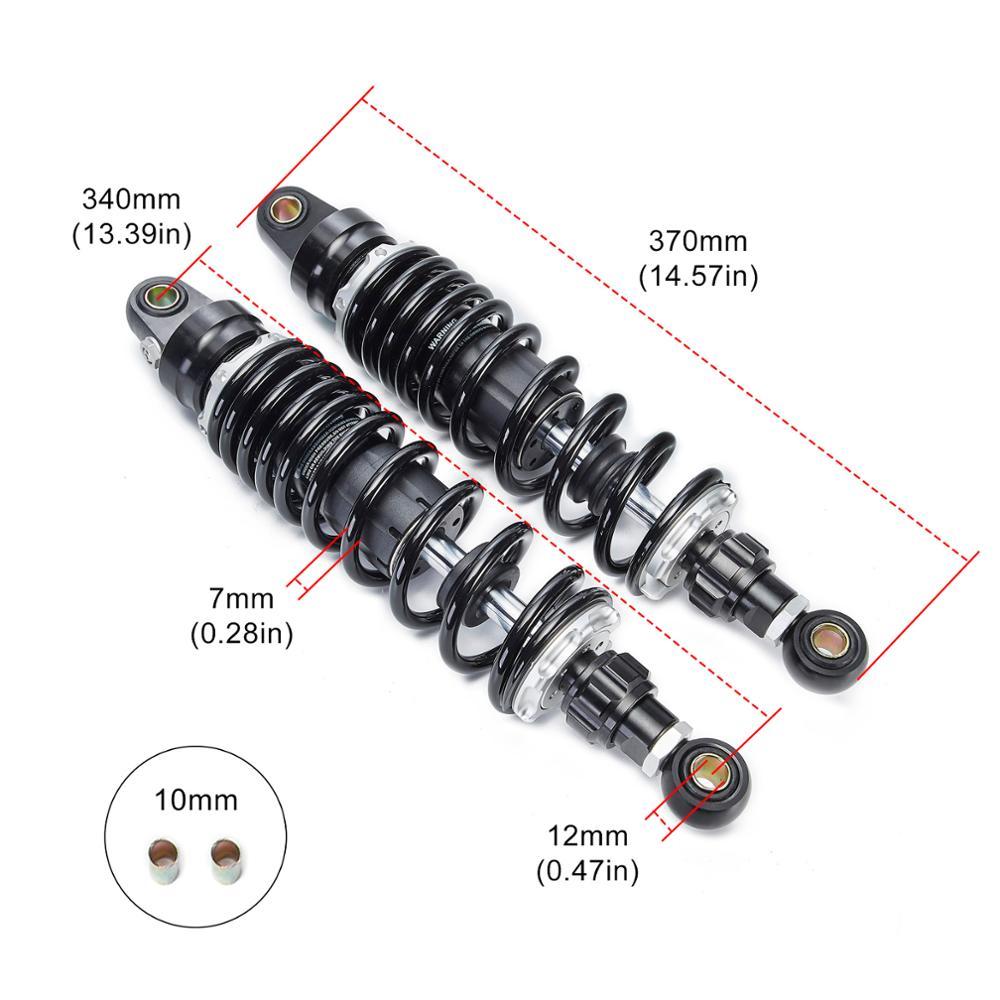 Изображение товара: Задний амортизатор для мотоцикла, скутера, мотоцикла, квадроцикла, заднего амортизатора, черного цвета, 2 шт., 340 мм, 360 мм, 370 мм, 305 мм