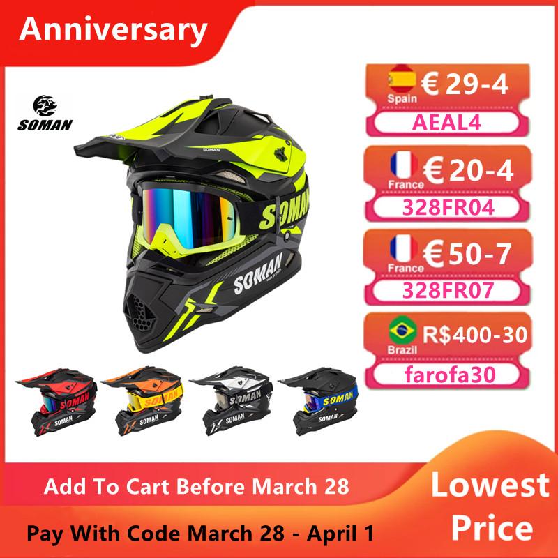 Изображение товара: Шлем SOMAN для мотокросса, мотоциклетные шлемы для мотокросса, мотоциклетные шлемы для бездорожья