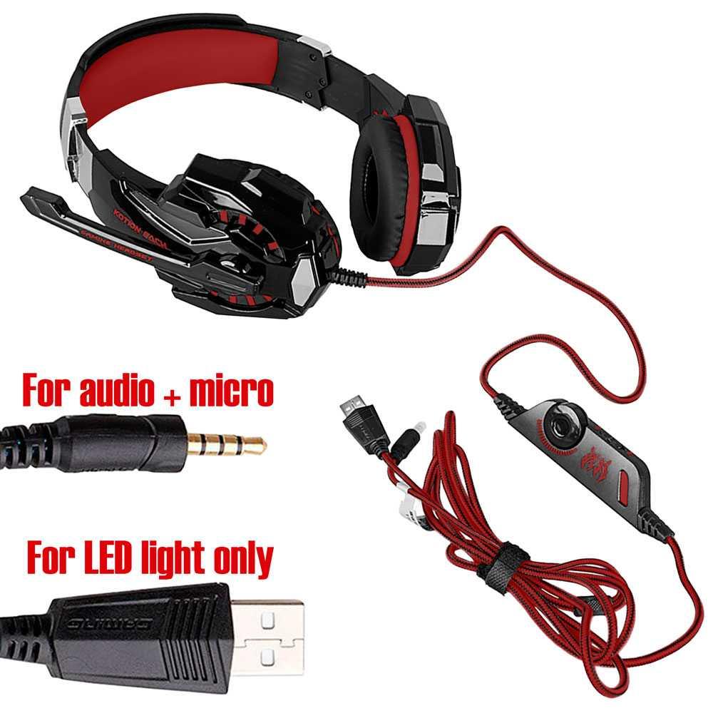 Изображение товара: OcioDual наушников игровая G9000 стерео наушники с микрофоном, светодиодный светильник для ПК PS4 Xbox красный гарнитура Шум шумоподавления за ухо Mic