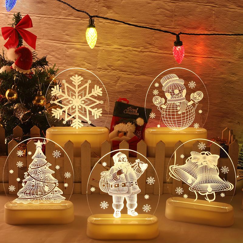 Изображение товара: Рождественская Светодиодная лампа для помещений, акриловый 3d детский ночник, сказочный светильник, рождественские украшения для дома, Рождественский светильник