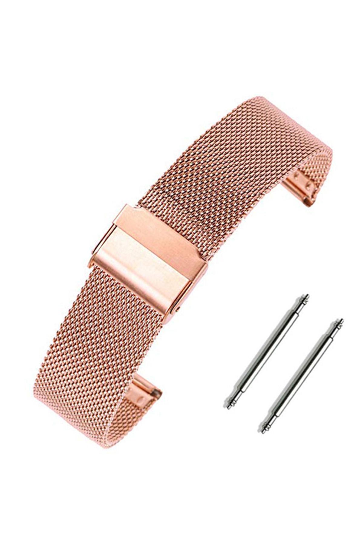 Изображение товара: Розово-золотистый, розовый, толстый, сетчатый, стальной ремешок для часов, 24 мм, металлический ремешок