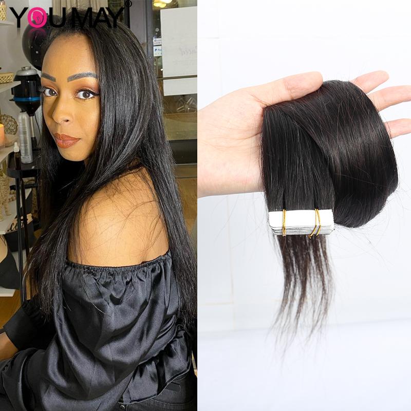 Изображение товара: Silky Straight Tape In Hair Extensions Human Hair Skin Weft For Black Women Brazilian Virgin Microlinks Itip Bulk Bundles YouMay