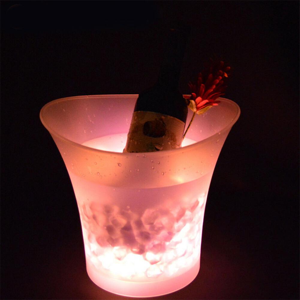 Изображение товара: Ведро для льда, 5 л, большая светодиодный, цветная светодиодная подсветка, портативная чашка быстрого охлаждения, для шампанского, вина, напитков, пива, для бара, вечеринки, для помещений