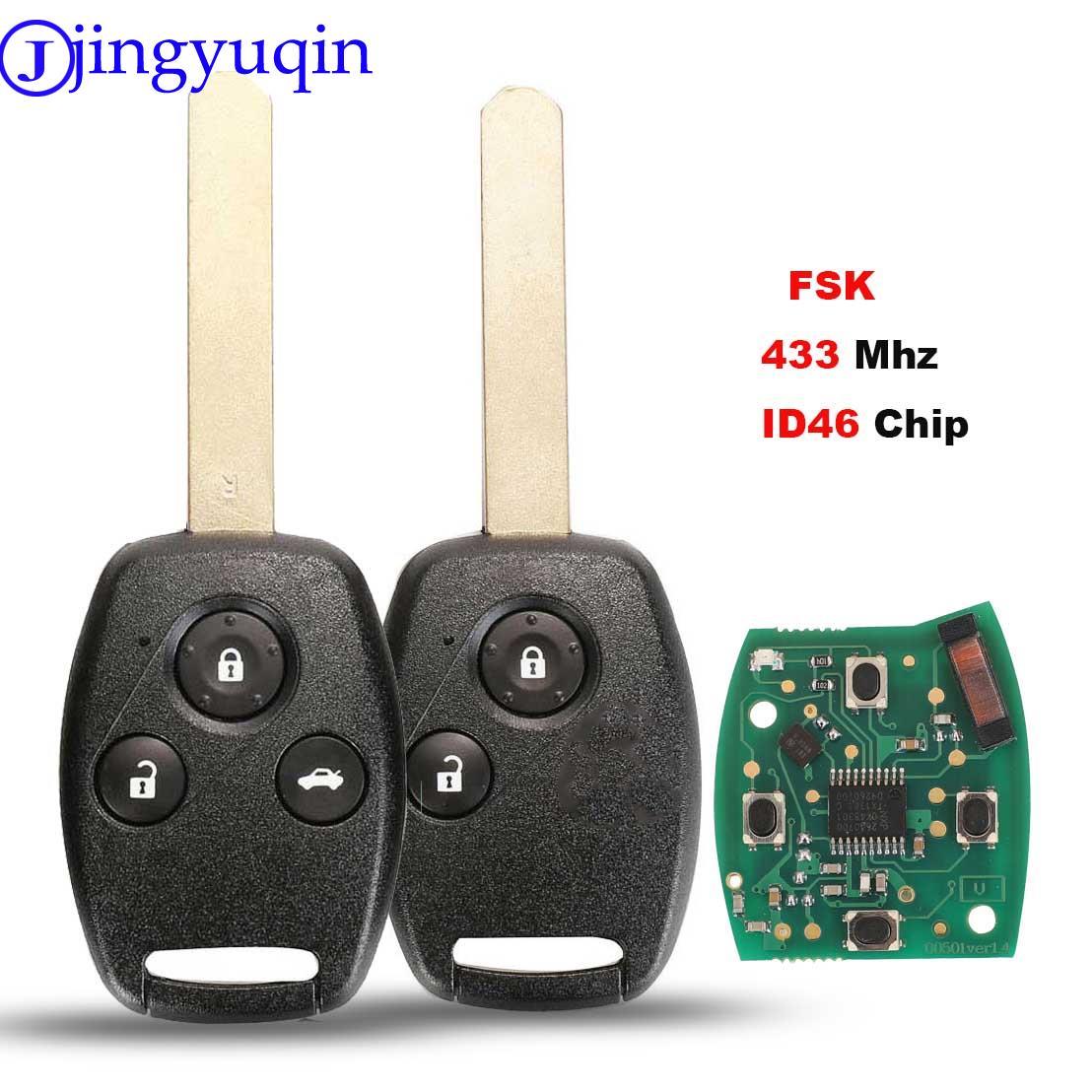 Изображение товара: Jingyuqin FSK 433 МГц с чипом ID46 2/3 кнопок дистанционный ключ-брелок от машины для Honda Cr-V Civic Insight Ridgeline Accord