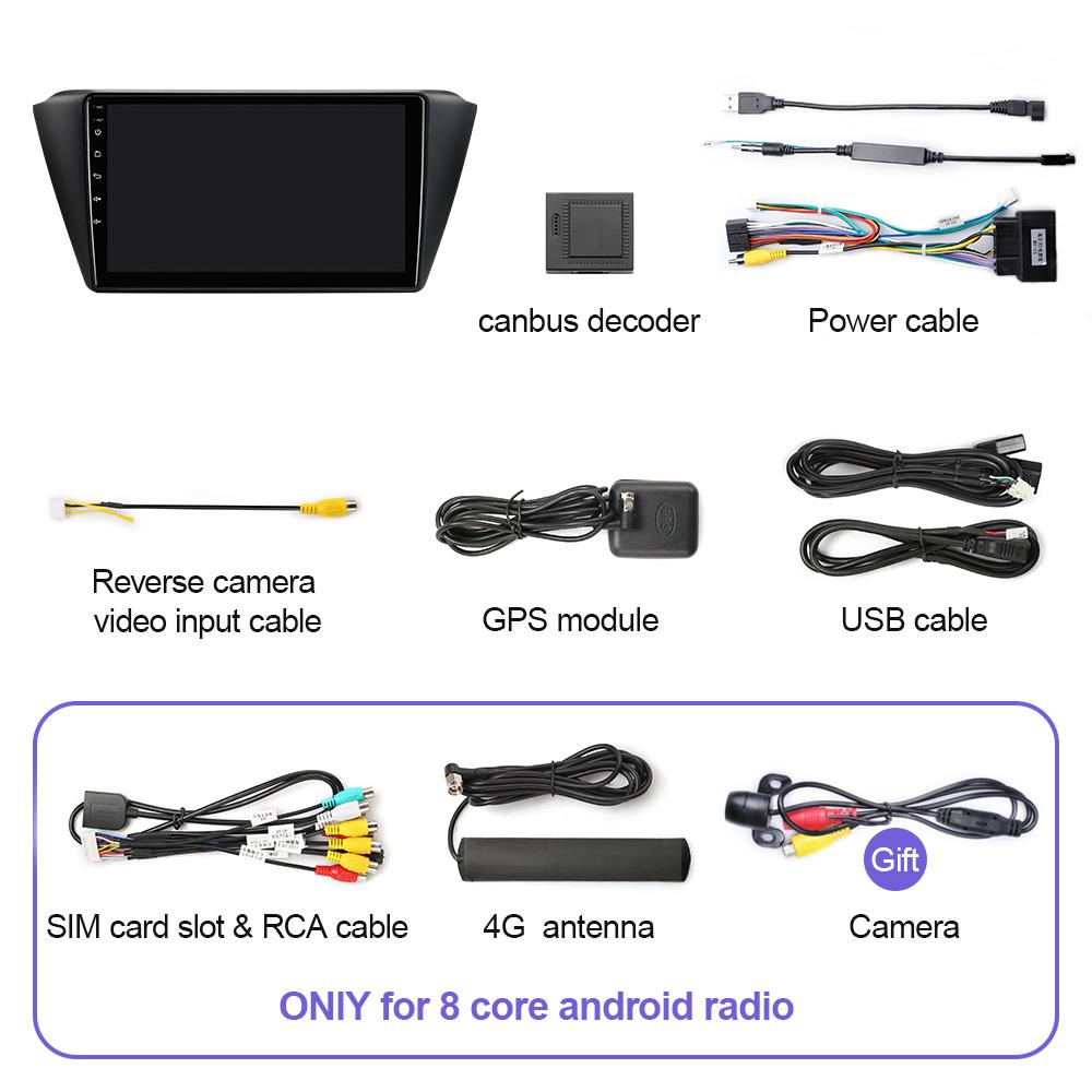 Изображение товара: Автомобильный радиоприемник, мультимедийный плеер для Skoda Fabia 2015, 2016, 2017, 2018, 2019, Android 10,0, Авторадио с GPS-навигацией, камерой, RDS, Carplay, 4G