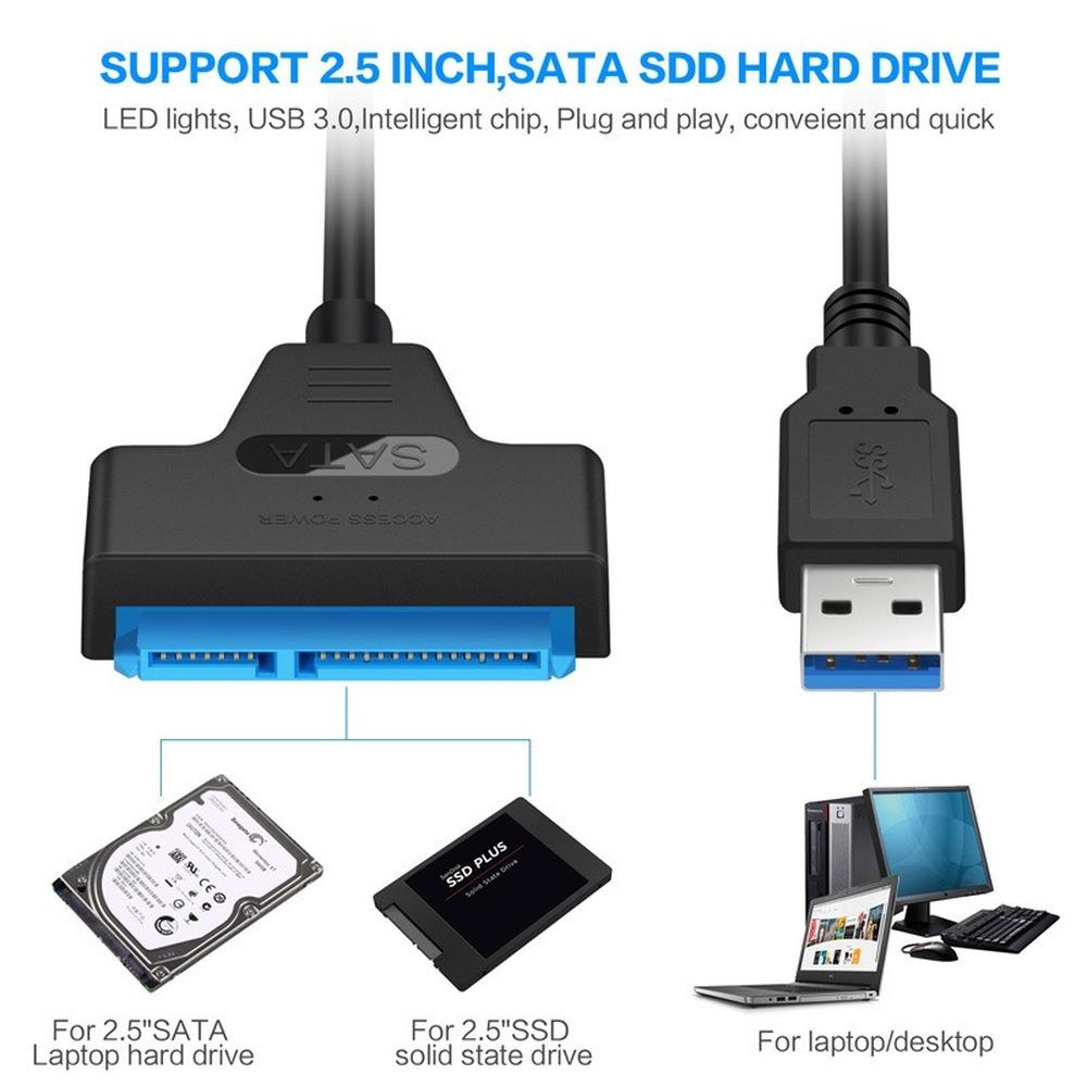 Изображение товара: Кабель USB 3,0 SATA 3, адаптер Sata к USB 3,0, Поддержка внешнего жесткого диска 2,5 дюйма, SSD, жесткого диска 22Pin, кабель Sata III Type C USB 2,0