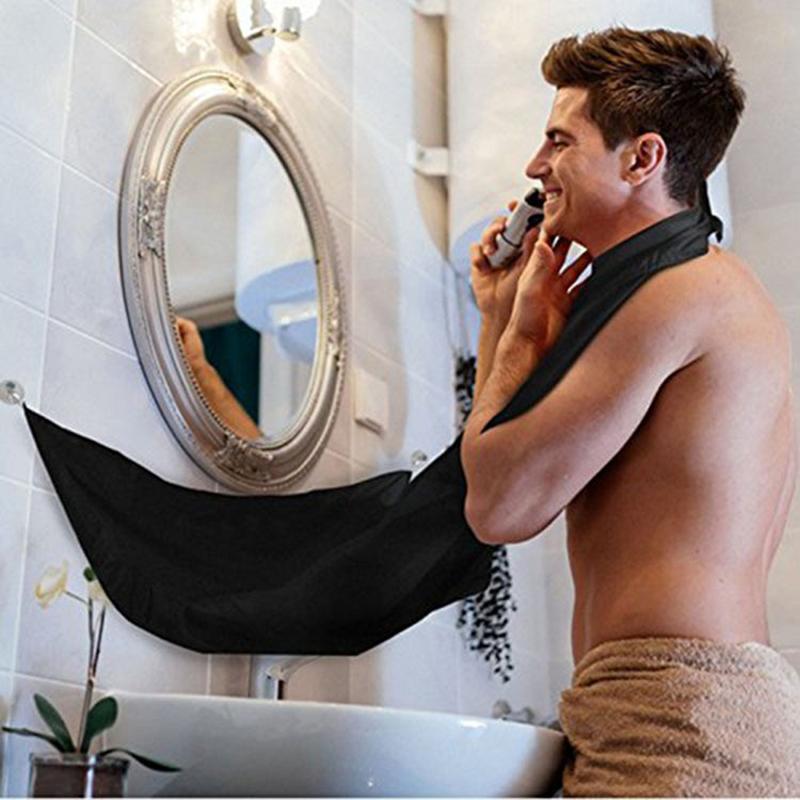 Изображение товара: Мужской фартук для бритья в ванной комнате, Черный Водонепроницаемый Фартук для бритья бороды и усов, инструменты для удаления волос, инструмент для очистки душа