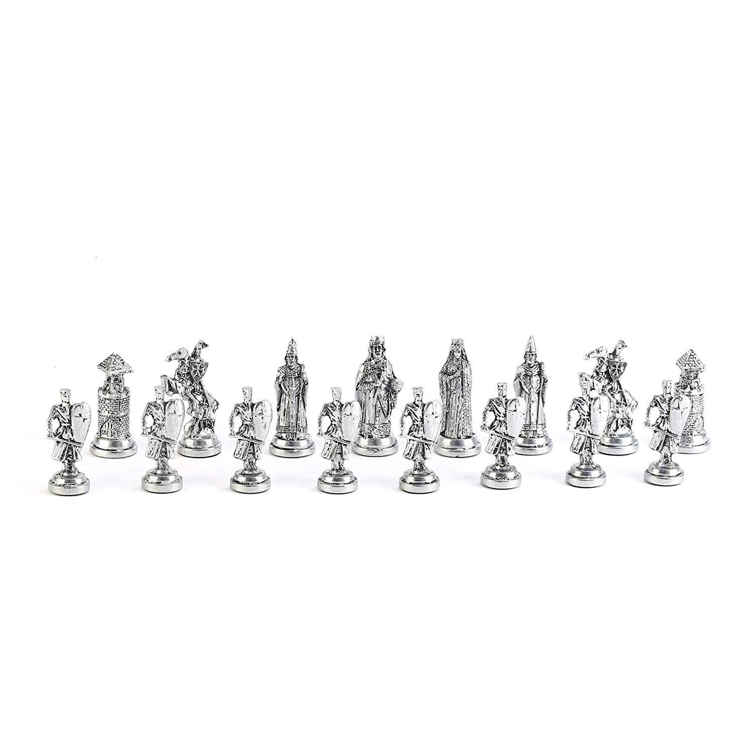 Изображение товара: Оттоманка против византийских фигурок, набор металлических шахматных фигур, деревянные шахматные доски с узором из матери жемчуга и король, 7,5 см