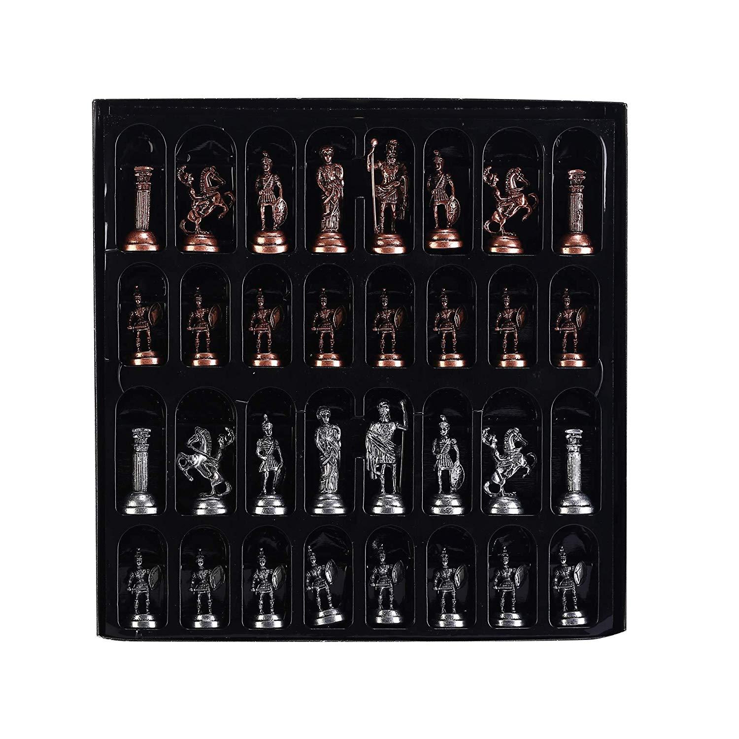 Изображение товара: Набор медных шахматных фигурок в римском стиле для взрослых, фигурки ручной работы, шахматная доска из натурального массива дерева, хранилище внутри King 7 см