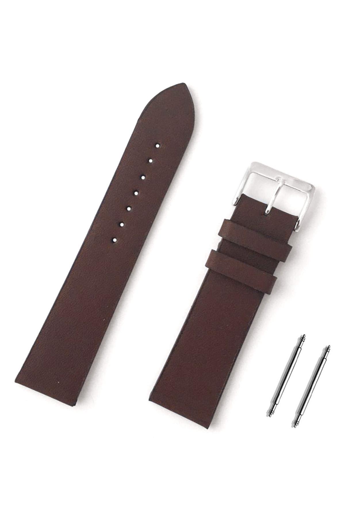 Изображение товара: Brown Genuine Leather Clock Lanyard Strap 22mm