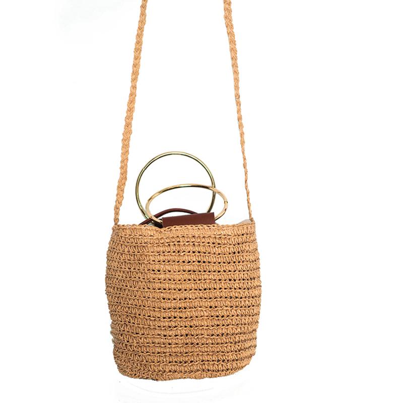 Изображение товара: Стильная модная сумка, женская соломенная сумка ручной работы, сумка через плечо, женские сумки, пляжная сумка-ведро, сумка-мессенджер, Сделано в Турции