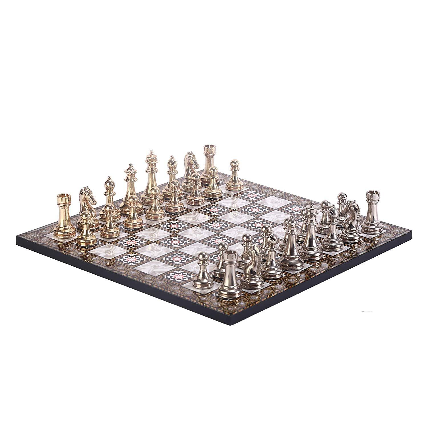Изображение товара: Классический Шахматный набор для взрослых, шахматные доски ручной работы с жемчугом мамы, 7 см