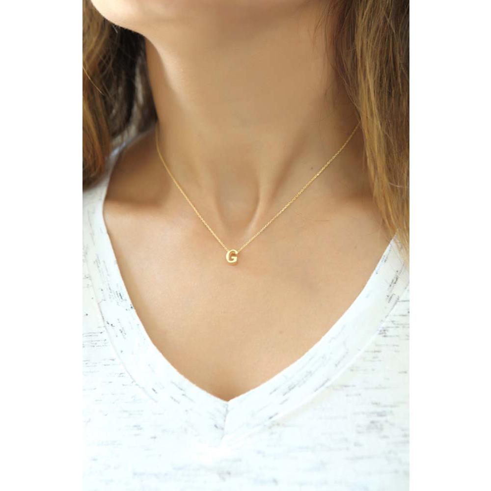 Изображение товара: Стильное ожерелье, буква G, подвеска, ювелирное изделие, 925 пробы, серебро, розовое золото, с цепочкой