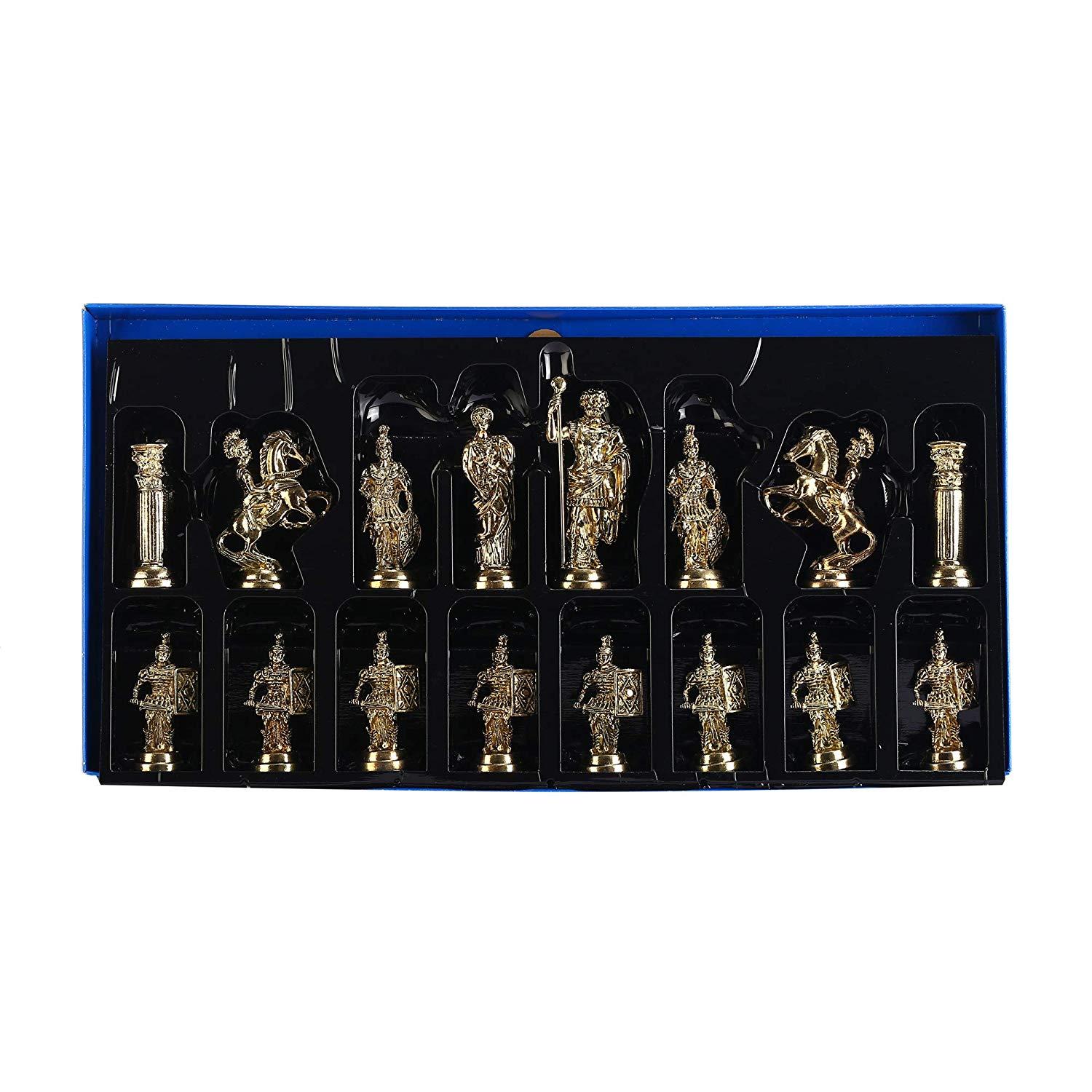 Изображение товара: Набор шахматных фигурок в римском стиле, набор шахматных фигурок ручной работы, деревянная шахматная доска из натурального массива с оригинальной жемчужиной, около 10 см