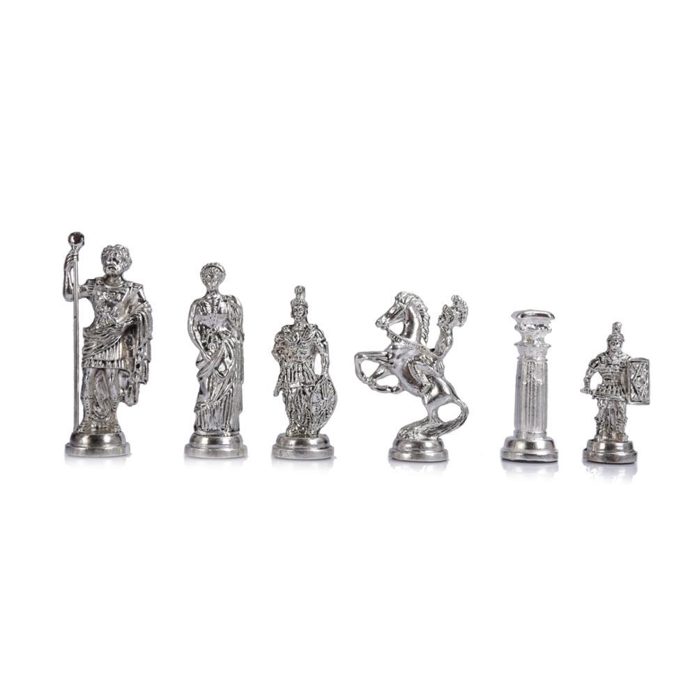 Изображение товара: (Только шахматные фигуры) исторические римские фигуры ручной работы, металлические шахматные фигуры большого размера, король 11 см (доска не входит в комплект)