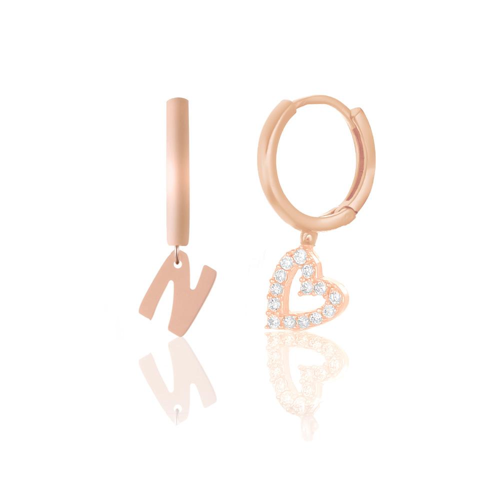 Изображение товара: Профессиональный дизайн, серьги, 925 пробы, серебро, буква N, ювелирное изделие для женщин, Розовая позолота, с цирконием, висячие серьги