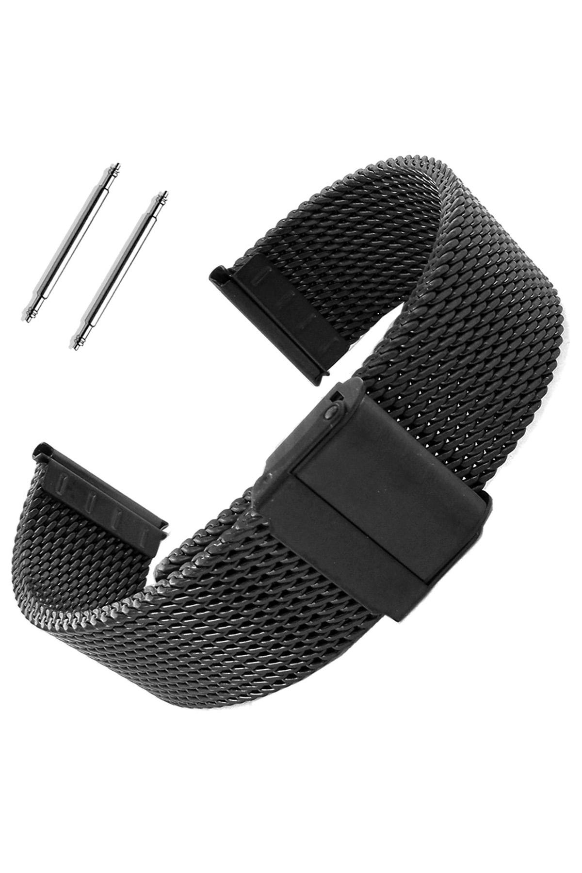 Изображение товара: Ремешок из нержавеющей стали для часов, толстый черный браслет с металлической сеткой, 18 мм