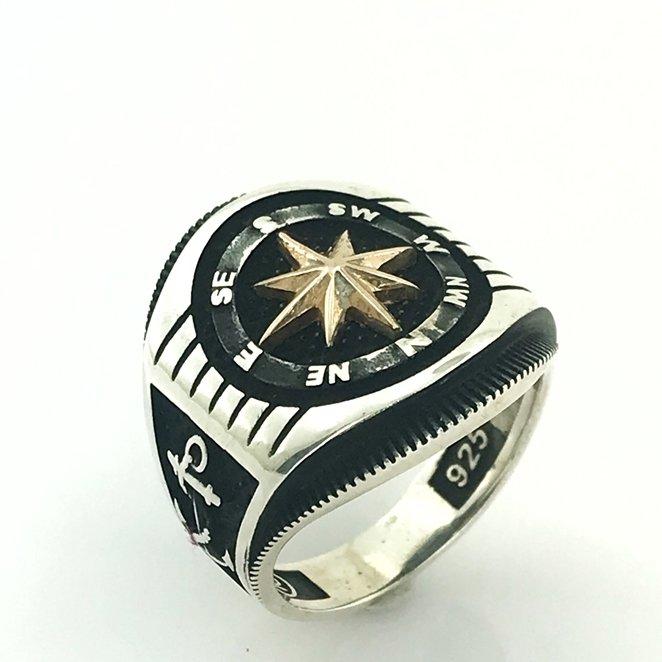Изображение товара: Новое серебряное мужское кольцо с компасом