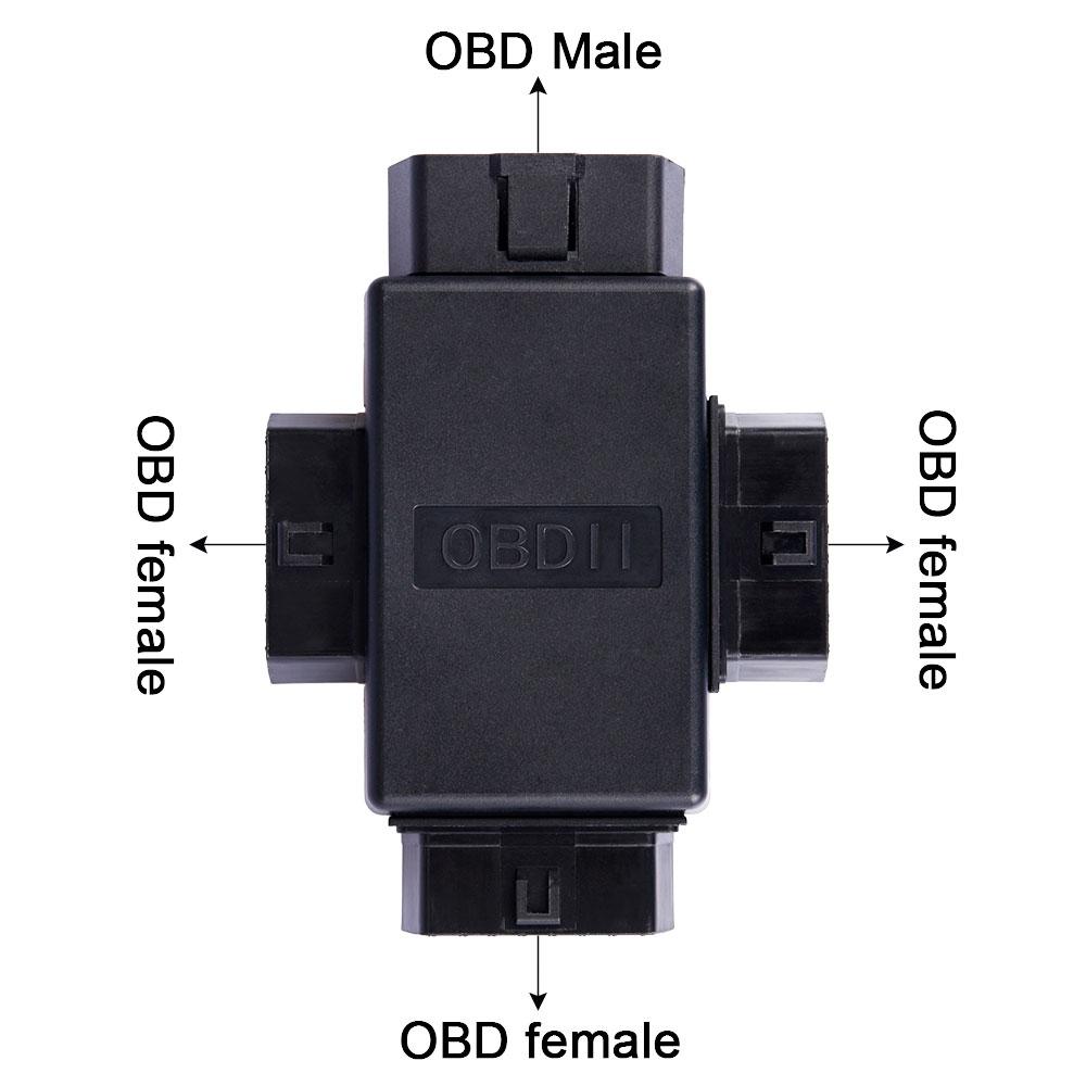 Изображение товара: 16-контактный штекер-гнездо, 3 порта, адаптер OBD2 ELM327, инструмент для диагностики автомобиля, разъем ELM 327