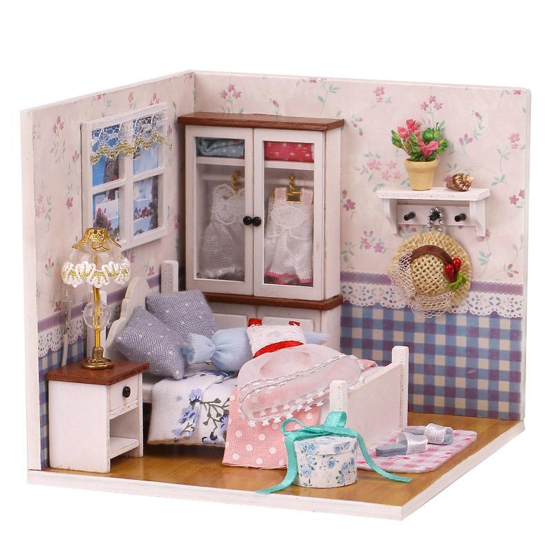 Изображение товара: Кукольный дом мебель 3D-DIY Миниатюрная модель+ 3D светильник Деревянный кукольный домик рождественские подарки игрушки